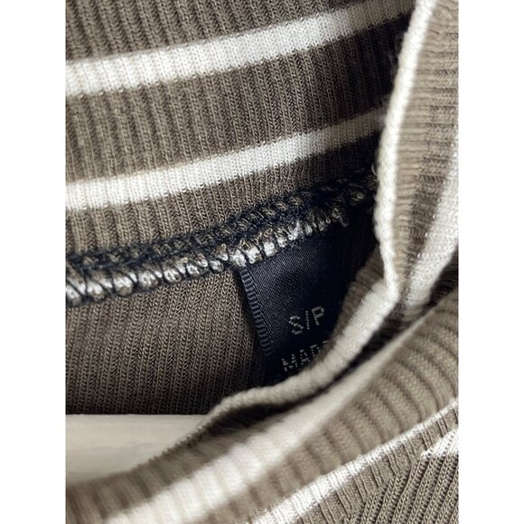 ATM Anthony Thomas Melillo Small Midi Dress Black Brown Cream Stripe Long Sleeve - Picture 8 of 11